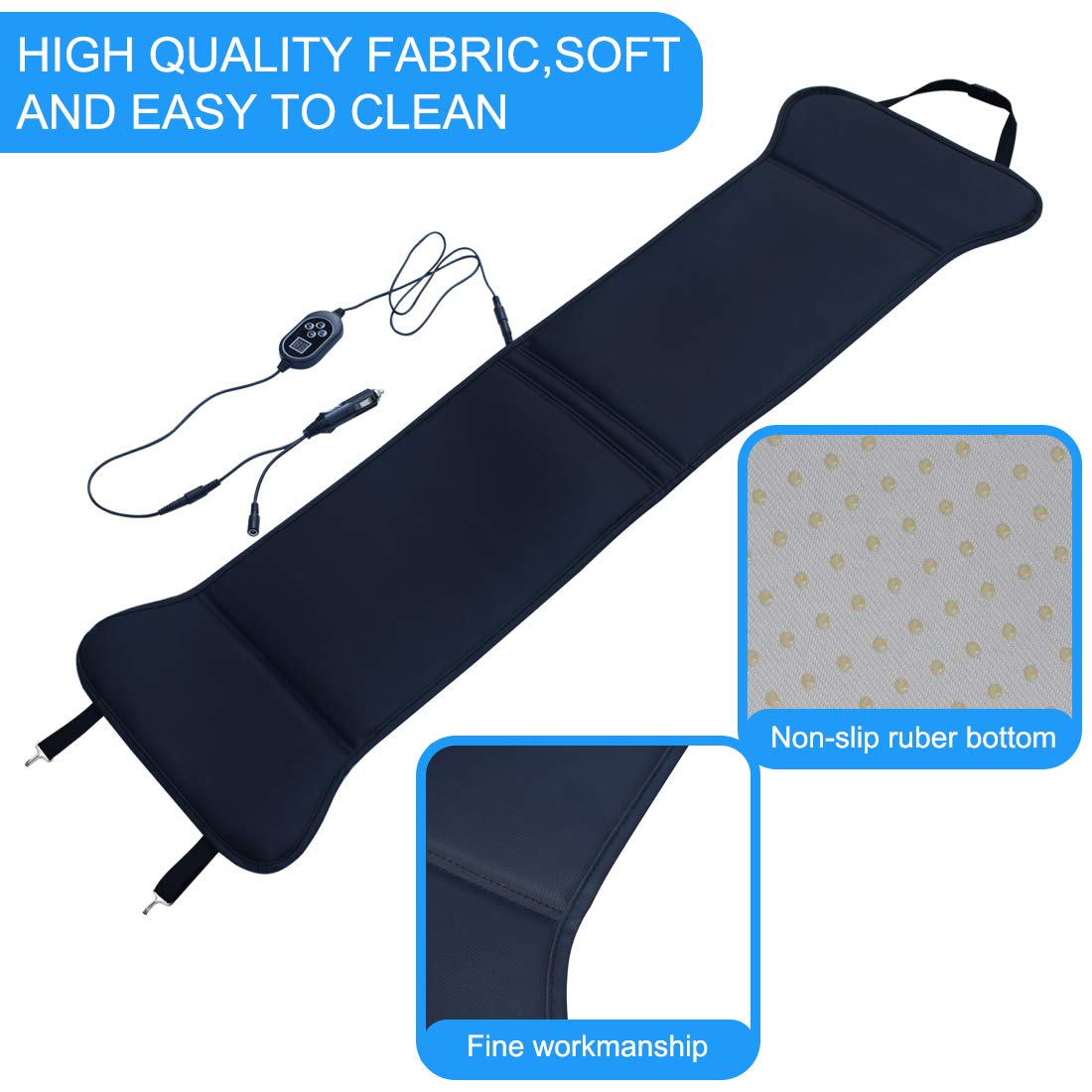 SEIUCAN Car Heated Seat Cushion with Intelligent Temperature Controller & Timer Setting Universal Fit for Most Car(12Volt,Black)