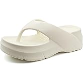 Solaud Women's Platform Flip Flops With Arch Support Summer Chunky Heeled Slides Casual Comfortable Wedge High Slip on Beach Sandals Thong Slippers
