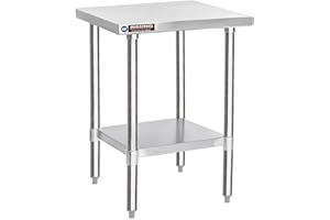 DuraSteel Food Prep Stainless Steel Table - 30 x 18 Inch Commercial Metal Workbench with Adjustable Under Shelf - NSF Certified - For Restaurant, Warehouse, Home, Kitchen, Garage