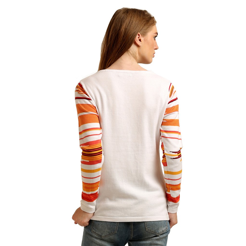 moda elementi women's striped acrylic pullover
