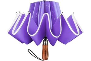 Lejorain Golf Large Inverted Umbrella - Black Big Windproof Heavy Duty Upside Down 46/50/54 Inch Compact Reverse Car Automatic Folding Reflective Umbrella