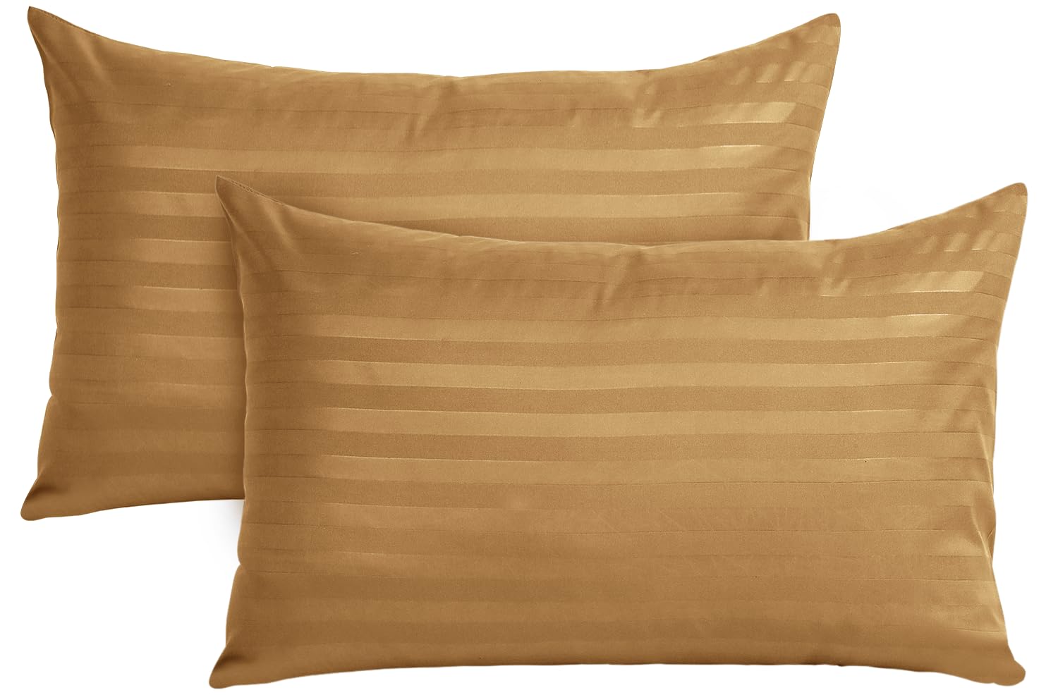 BedLooms Ochre Pillow Cases 2 Pack (Pillows Not Included)- 100% Microfiber Envelope Closure Stripe Pillow Cases 50x75cm Premium Hotel Quality Anti Allergy Pillow Cover