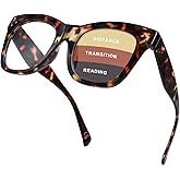 FONHCOO Oversized Progressive Reading Glasses for Women Men Oprah Style Large Square Blue Light Blocking Computer Readers
