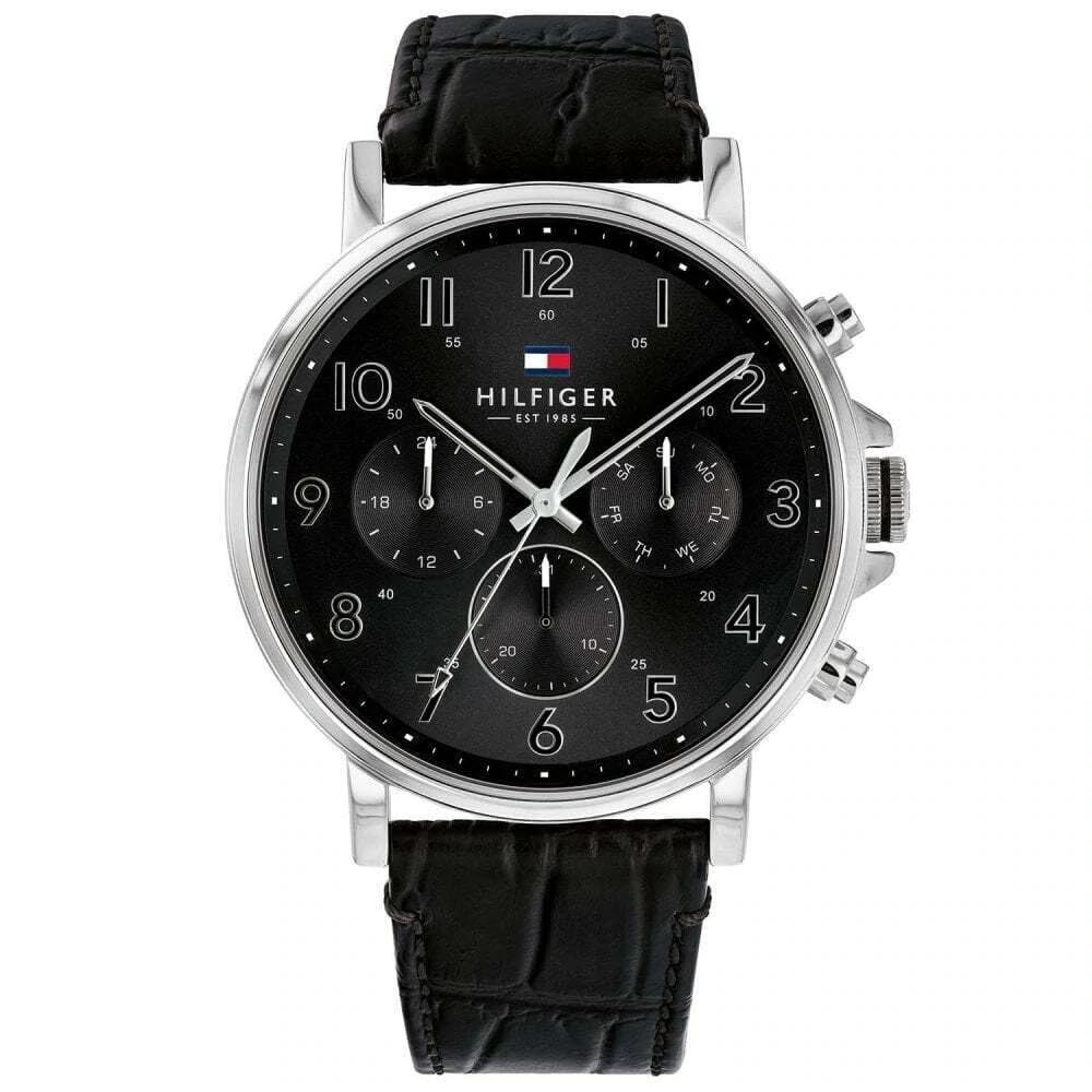 Tommy Hilfiger Analogue Multifunction Quartz Watch for Men with Black Leather Strap - 1710381