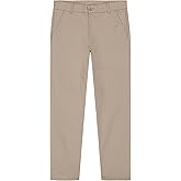 Nautica Boys School Uniform Twill Khaki Pants, Flat Front & Elasticized Waistband, Zipper Closure With Faux Button