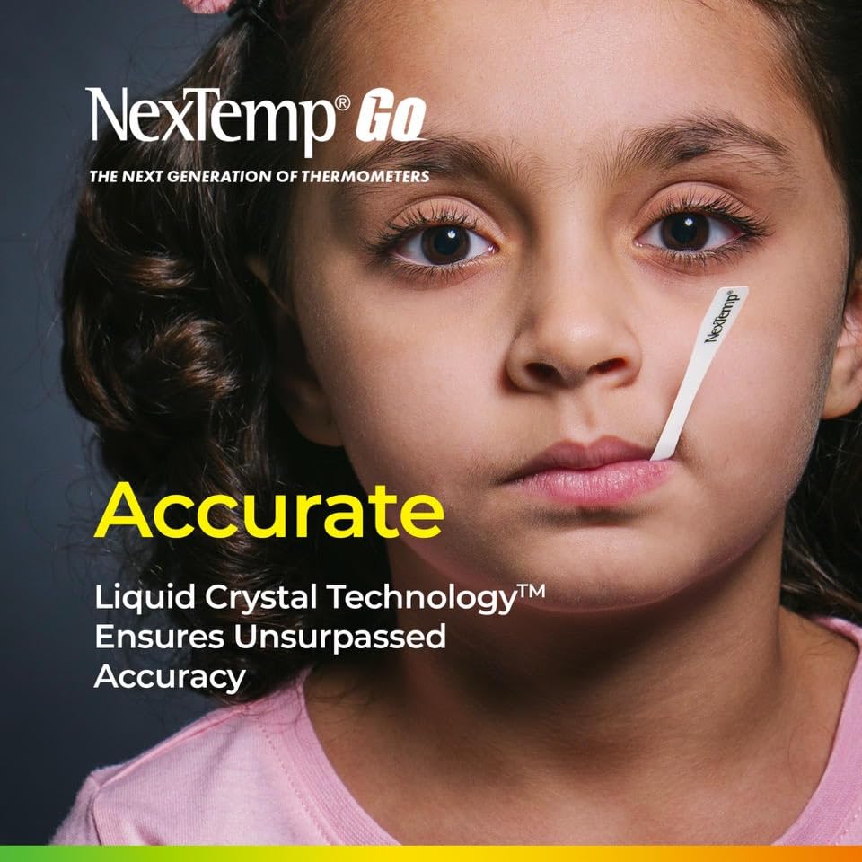 NexTemp® Go Oral Disposable Thermometers, Accurate Fast Read Temperature Thermometer in 10 Seconds, Hygienic, Use Anytime Anywhere for Adults, Kids, Travel, Home or First Aid Kit, Fahrenheit,12-Pack