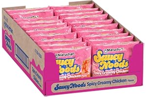 Maruchan Ramen Spicy Creamy Chicken Noodles, Saucy Noods - Stir Fry Style, Bold Korean-Inspired Sauce, Spicy & Rich Flavor, Made in USA, 3.3 Oz. (20 Count)