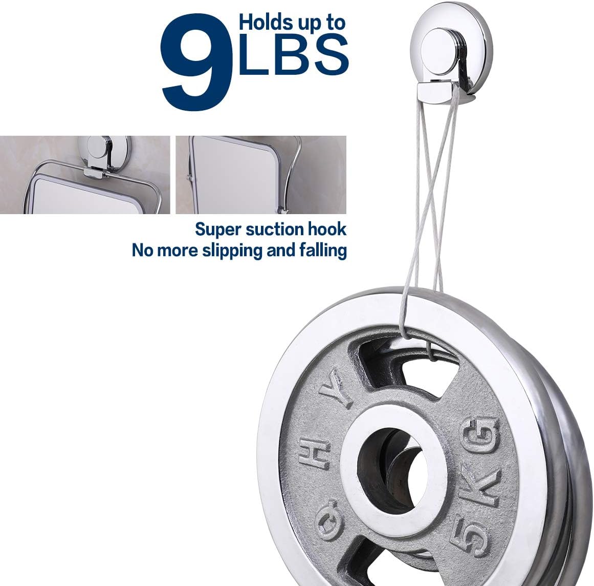 TAILI Shower Mirror NO-Drilling & Removable Shaving Mirrors Shatterproof & Rust-Resistant 360°Swivel for Bathroom Bedroom Vanity Countertop Traveling - Chrome: Kitchen & Dining
