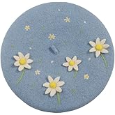 Zasy Handmade Wool Beret Hat French Style Needle Felt Flower Beanies Women Winter Autumn Cap