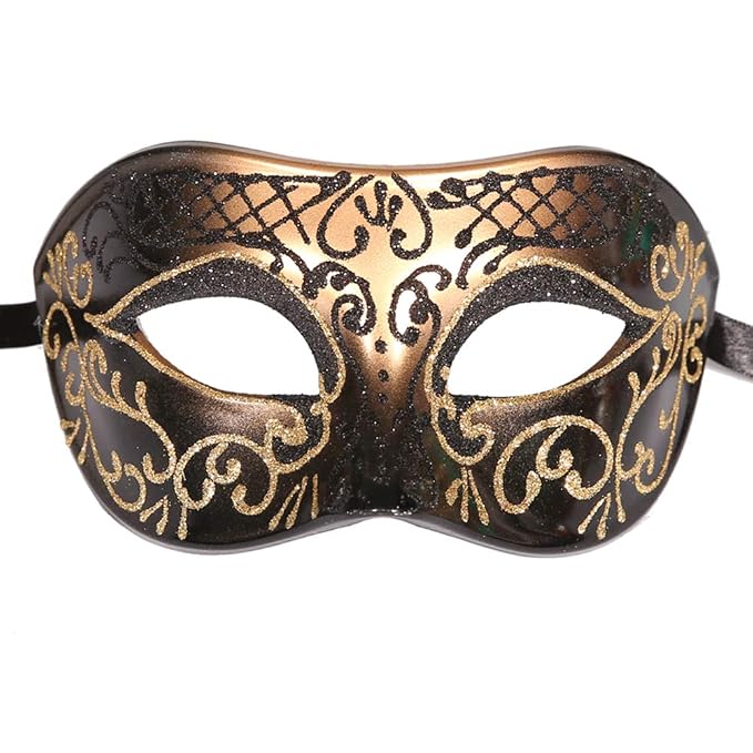 Xvevina Luxury Mask Mens Vintage Design Masquerade Prom Mardi Gras Venetain - 