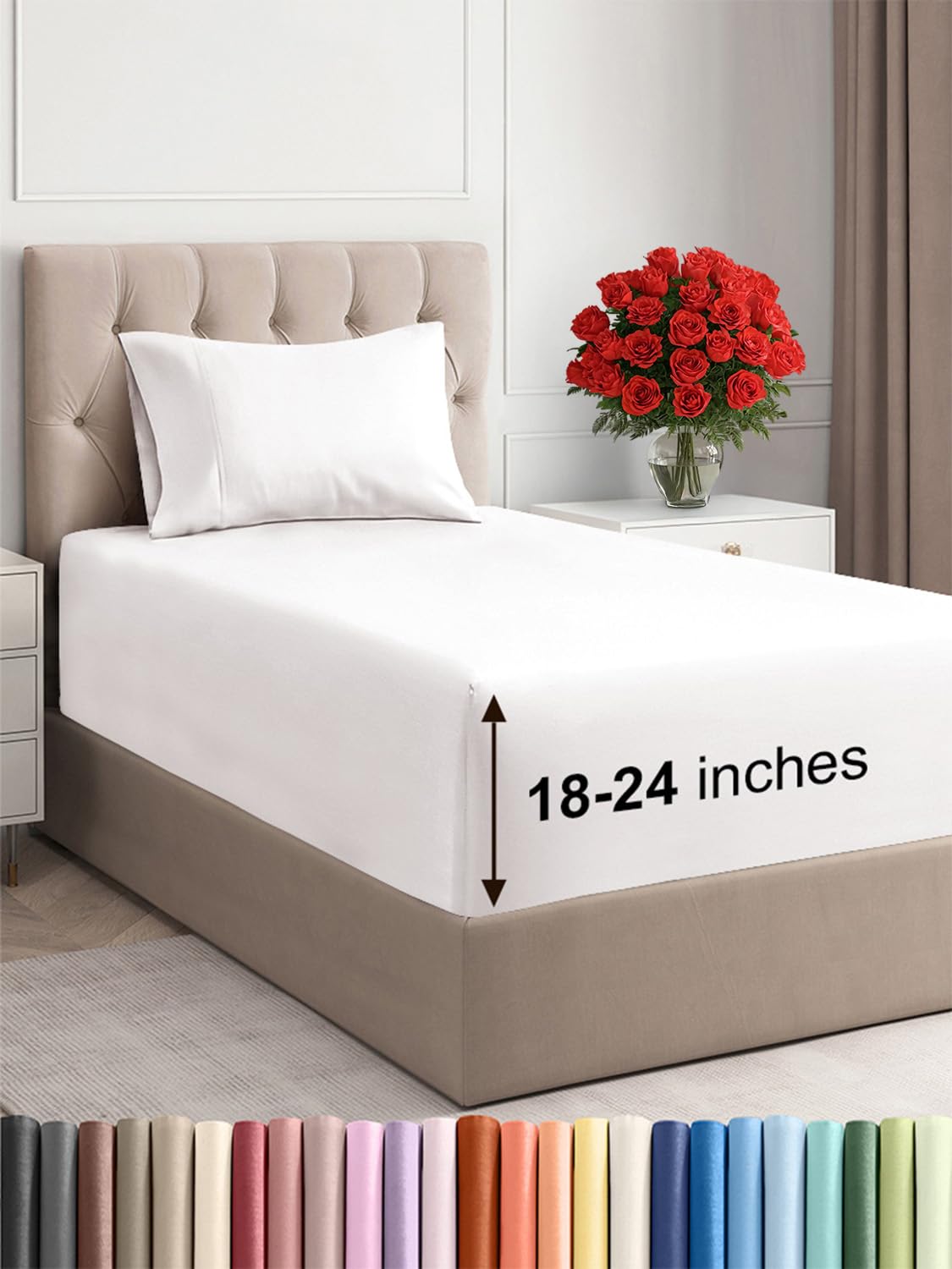 Photo 1 of Extra Deep Pocket Twin XL Sheets - 3 Piece Breathable & Cooling Bed Sheets - Hotel Luxury Sheet Set - Soft, Wrinkle Free & Comfy - Easily Fits Extra Deep Mattresses - Deep Pocket Antique White Sheets