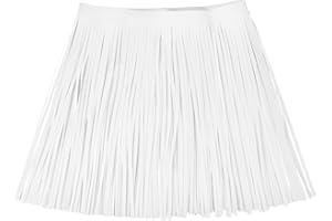 uxcell 2 Yards 12 Inch PU Faux Leather Fringe Trim Double Side Leather Sewing Tassel Fringe for DIY Sewing Dress Crafts Skirt Decoration, White