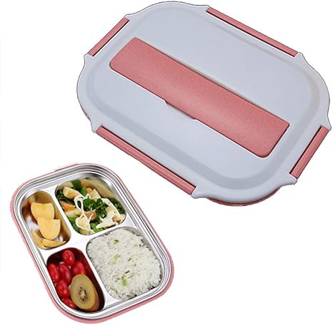 Amazon ポータブルランチボックス ステンレス製お弁当箱 シール付き 簡単 無臭 子供 ティーンエイジャー 大人向け ピンク 弁当箱 オンライン通販