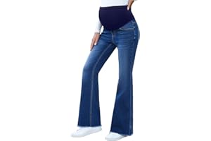 BLENCOT Maternity Jeans for Women Over Belly Pregnancy Pants Comfy Pregnant Jeans Flare Denim Jeans with Pockets