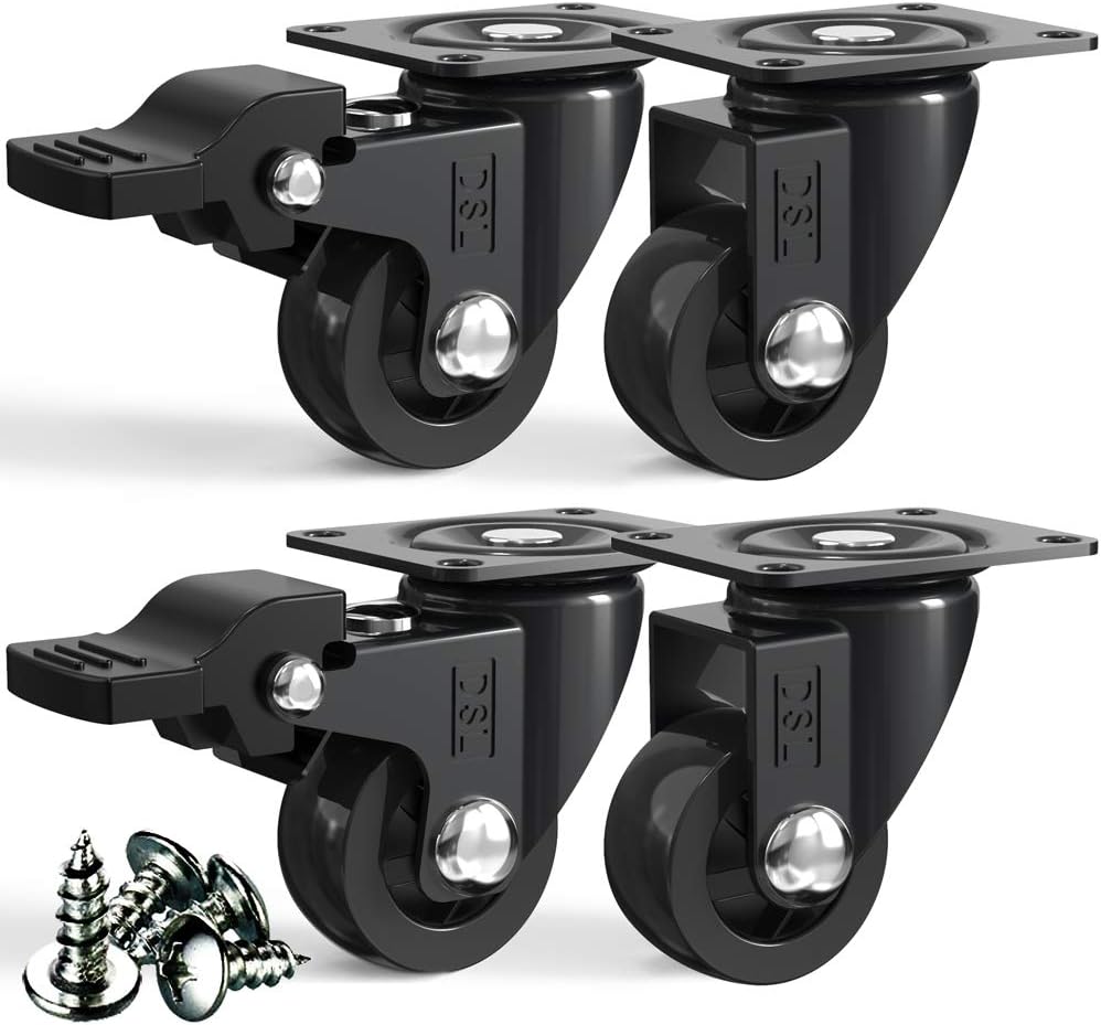 DSL 25mm Swivel Castor Wheels Set of 4 Heavy Duty Rubbered Trolley Wheels 2