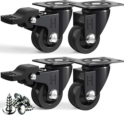 DSL 25mm Swivel Castor Wheels Set of 4 Heavy Duty Rubbered Trolley Wheels 2