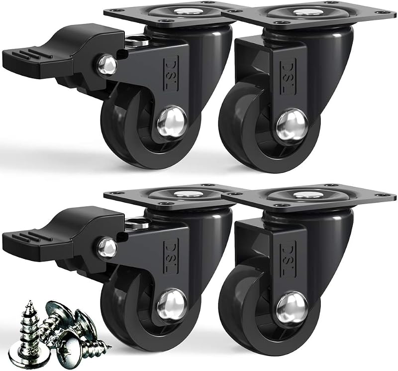 DSL 25mm Swivel Castor Wheels Set of 4 Heavy Duty Rubbered Trolley Wheels 2