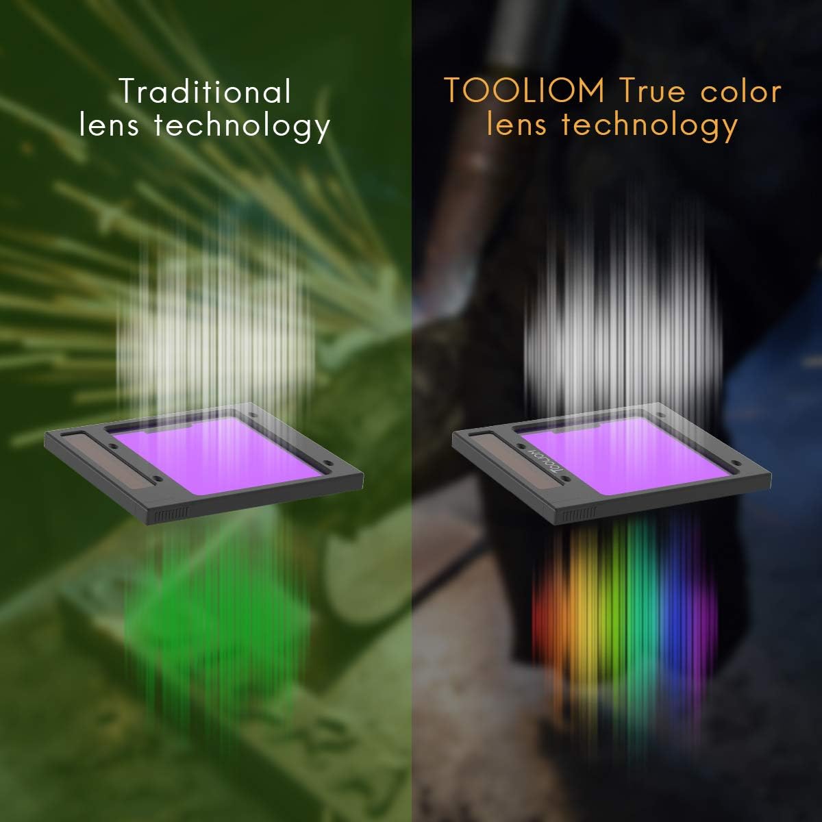 TOOLIOM True Color Welding Helmet Auto Darkening Welding Mask with Shade Range 9-13 Solar Powered Weld Hood Flaming Skull Style for TIG MIG ARC - - 