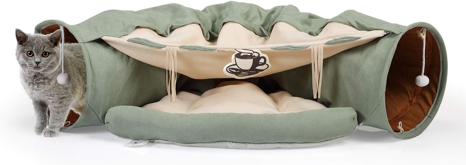 Cat Tunnel Bed, Collapsible Hide Tube for Cats Play Toy