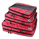 Double Sided Travel Packing Cubes Set With Clean Dirty Compartments - 3 Piece Set Luggage Organization System for Backpacks, Suitcases, Carry On Bags