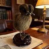SSTNZHQ Real Two-Headed Duckling Taxidermy Specimen with Base, Preserved Conjoined Twin Duck Chick for Gothic Curiosity Cabinet, Oddities Collectible Home Decor, Special Gift (Double-Headed Black)