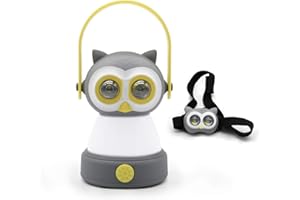 Outdoor Equipment LED Camping Lantern & Headlamp Set for Kids, FANT.LUX Battery Powered Night Light for Emergency, Hurricane, Lightweight Tent Lamp (Owl Set)