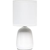 Simple Designs Ceramic Thimble Base 10.04" LED Table Lamp, Off White (LT1134-OFF)