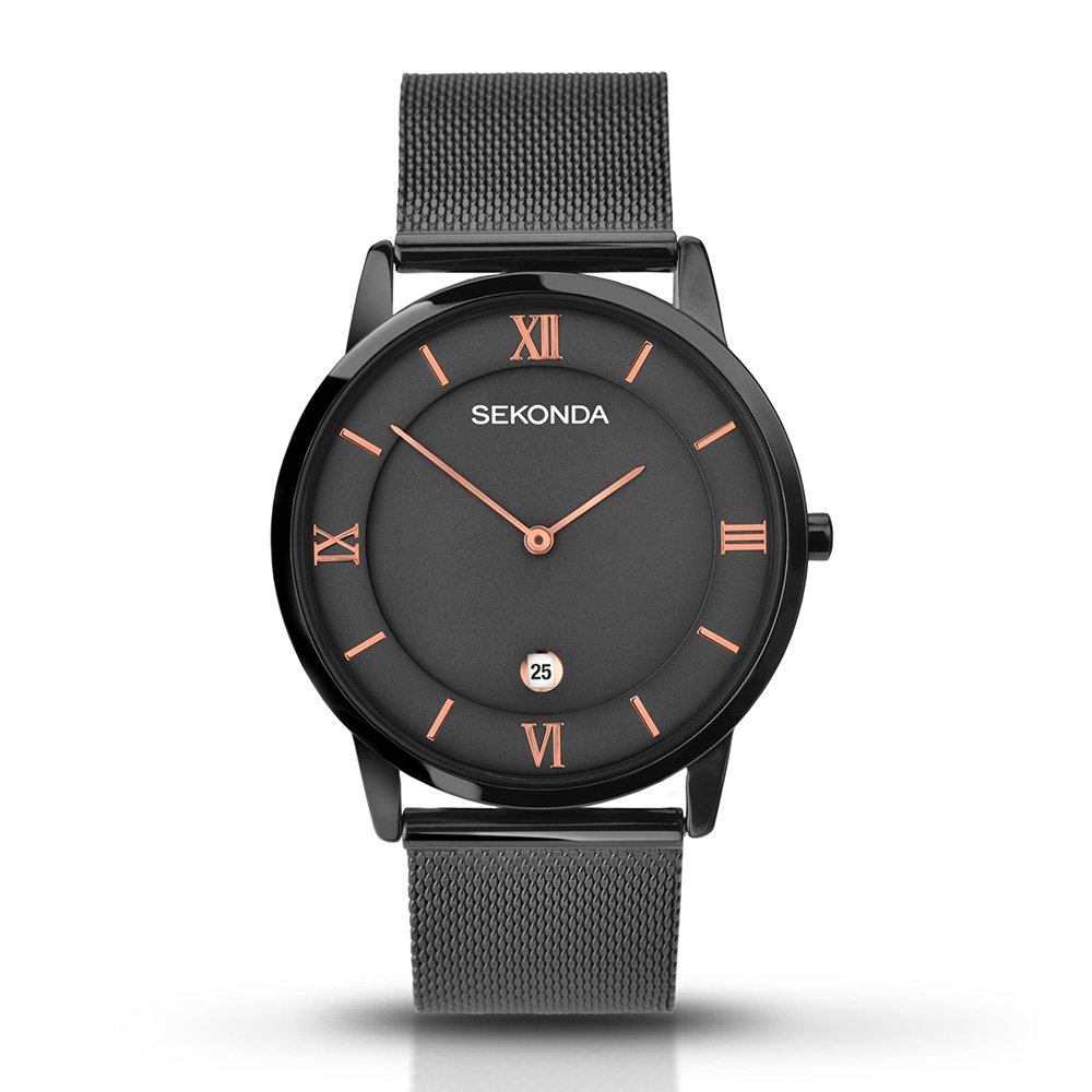 Sekonda Men's Quartz Watch with Grey Dial Analogue Display and Gun Metal Stainless Steel Strap 1187.27