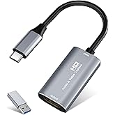 Video Capture Card, 4K USB3.0 HDMI to USB C, 1080P60FPS HDMI Capture Card for Streaming, Gaming, Video Recording Compatible with Switch, Xbox, PS4/5, OBS,iPad Mac OS Windows,Camera, Zoom(Silver)