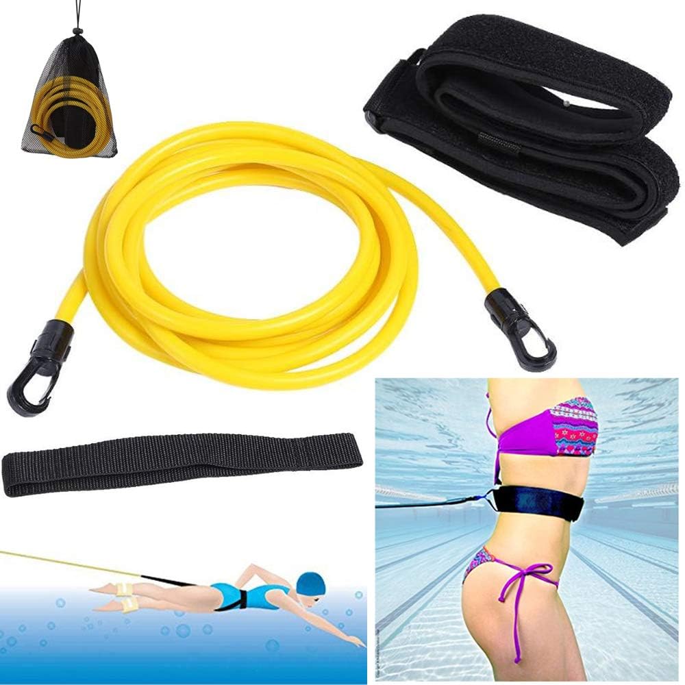 GuoHaw Swimming Resistance Belt, 3.0M Resistance Swim Belt, Aquatic Resistance Belt, Swim Training Belt, Swim Tether Belt, Stationary Swim Belt for Kids and Adults