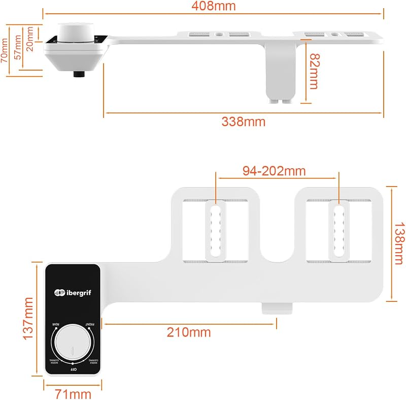 Bidé para WC com bico retrátil duplo, bidé portátil para sanita não elétrica, adaptador para sanita, com jato de água fria, pressão de água ajustável e fácil de instalar, M41050
