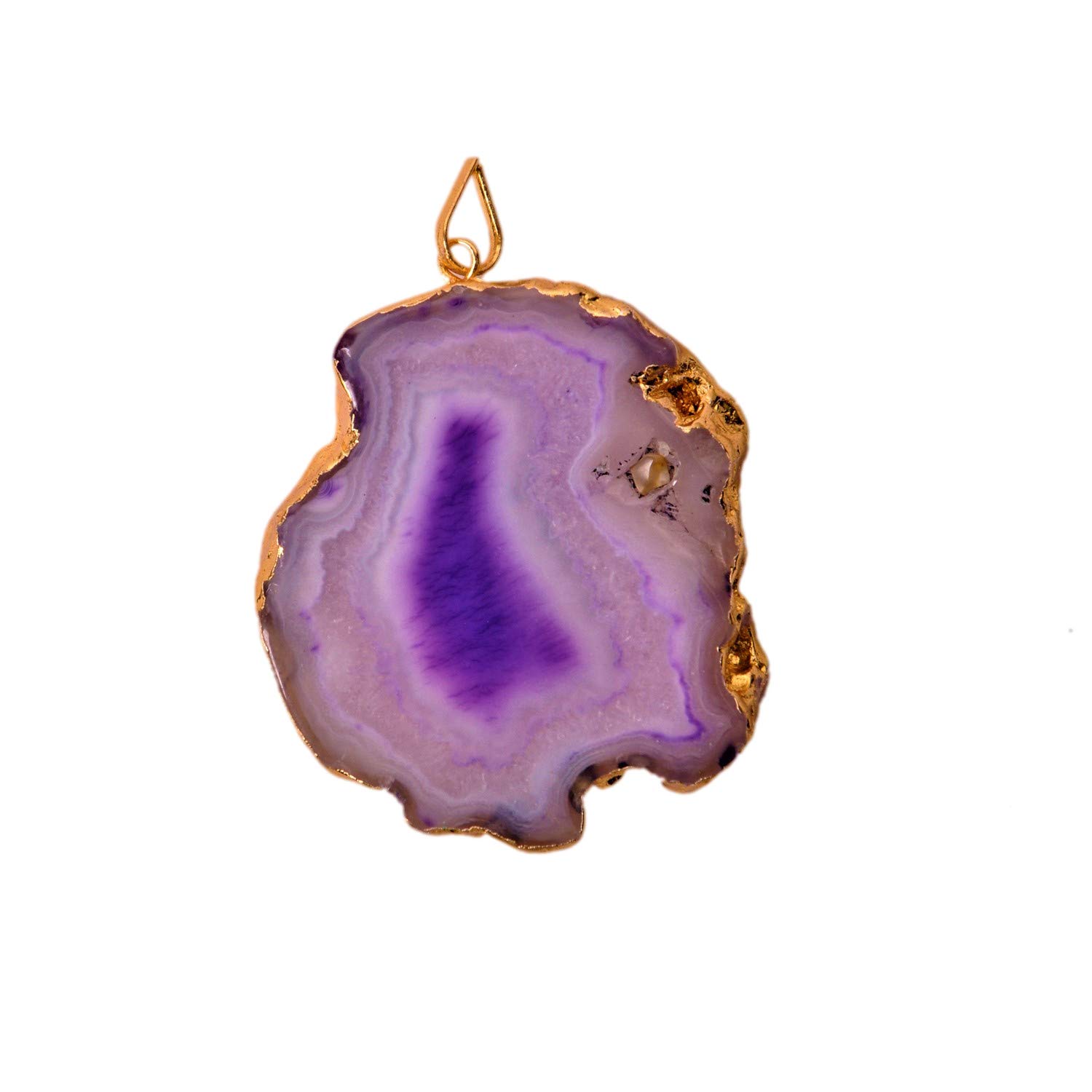 Purpledip Onyx Slice Pendant With Gold Plated Lining: Good Luck Healing Charm (11346)