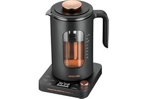 Electric Kettle, INTASTING Wide Opening Glass Kettle with Tea Infuser, 9 Smart Presets, Auto Memory, Mute, 1200W Fast Heating, BPA-Free, Easy to Clean, for Tea Bag, Dark Grey