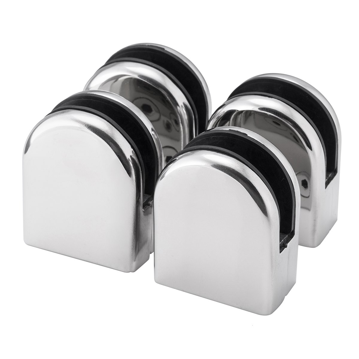 4pcs Stainless Steel Glass Clamp Solid Glass Shelf Clamp Holder Bracket Clip Support Fits for 10-12mm thick Glass Wall Mount Home Bathroom