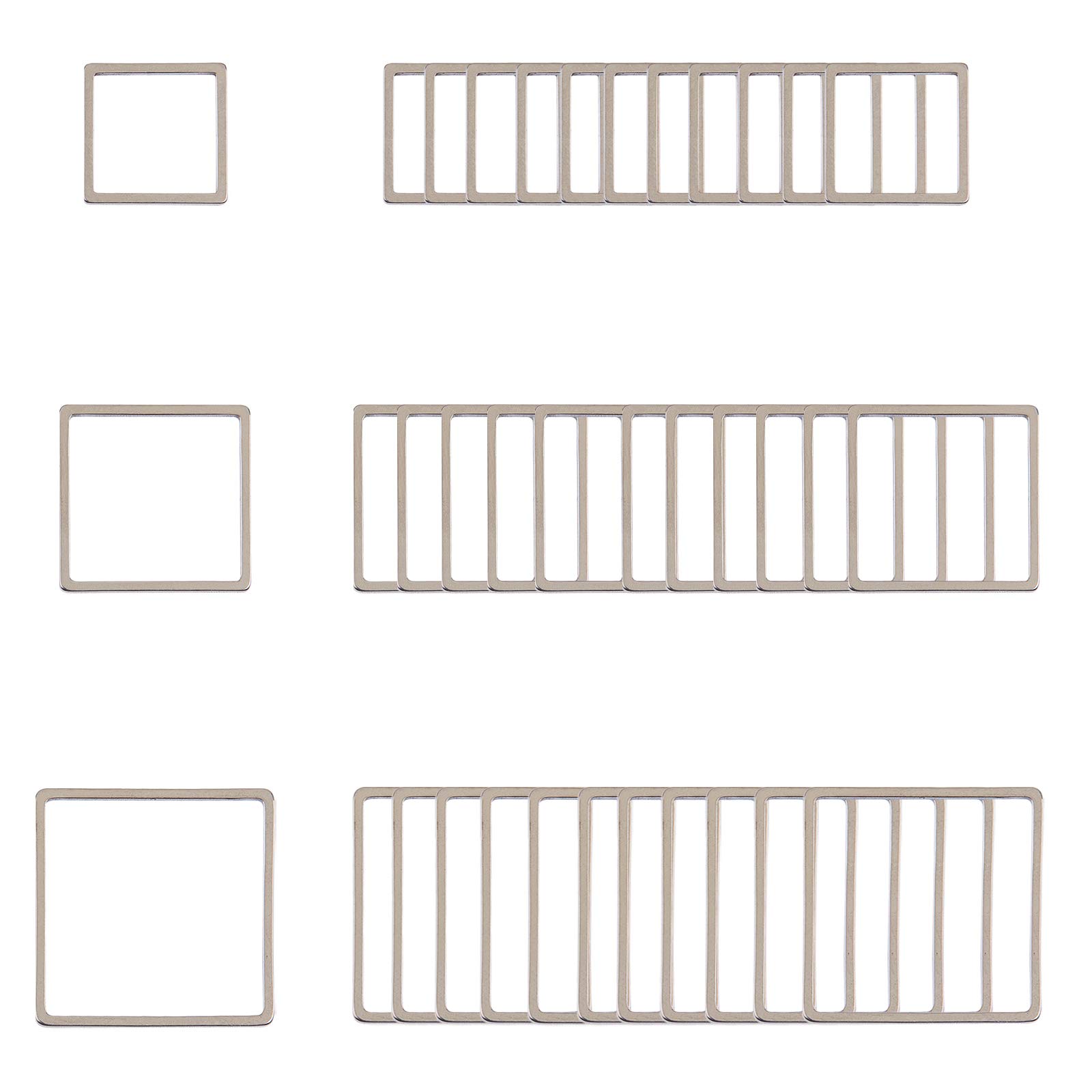 UNICRAFTALE about 36pcs 3 Sizes Square Linking Rings 12/16/20mm Stainless Steel Frame Connectors Square Links Metal Jewelry Connector Links for Women Jewelry Making