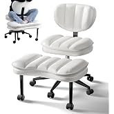 HOMRELEXA Cross Legged Office Chair, Ergonomic Cloud Criss Cross Desk Chair, Meditation Chair with Wheels, Height Adjustable