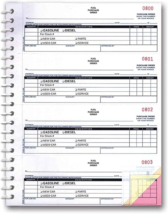 Fuel Purchase Order Book (3Part Fuel PO Book) (200 per