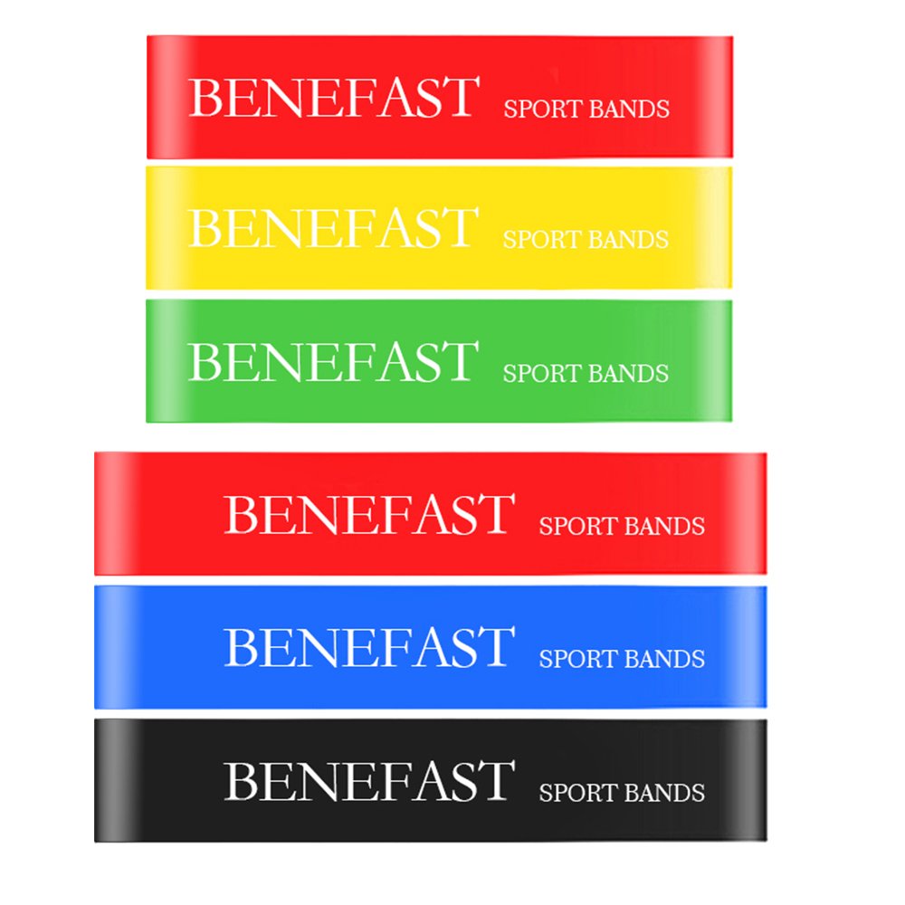 Benefast Resistance Bands, Exercise Bands Set of 6 with Different Strength levels, for Workout, Home Fitness, Stretching, Yoga, Pilates, Rehab, Physical Therapy