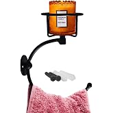 Hand Towel Holder, Matt Black Hand Towel Ring for Bathroom Wall Mounted, Heavy Duty Towel Hook with Candle Holder for Bathroo