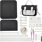 WADORN DIY Crossbody Bag Making Kits, PU Leather Shoulder Bag Sewing Set with Instruction Handmade Satchel Handbag Making Kit Purse Sewing Kit for Women Handicraft Gift, 9.8x3.5x6.7 Inch(Black+White)