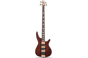 Leo Jaymz 4-String Bass Guitar, Solid ASH Body, Maple and Sapele Neck, Through-Body, Dual Humbuckers, 34-Inch Scale, Laurel Wood Fingerboard, 24 Stainless Steel Frets for Studio & Live Performance