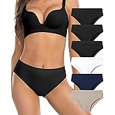 Womens Bikini Panties Seamless Underwear, Soft Stretch Cheekini Hipster Briefs 6 Pack
