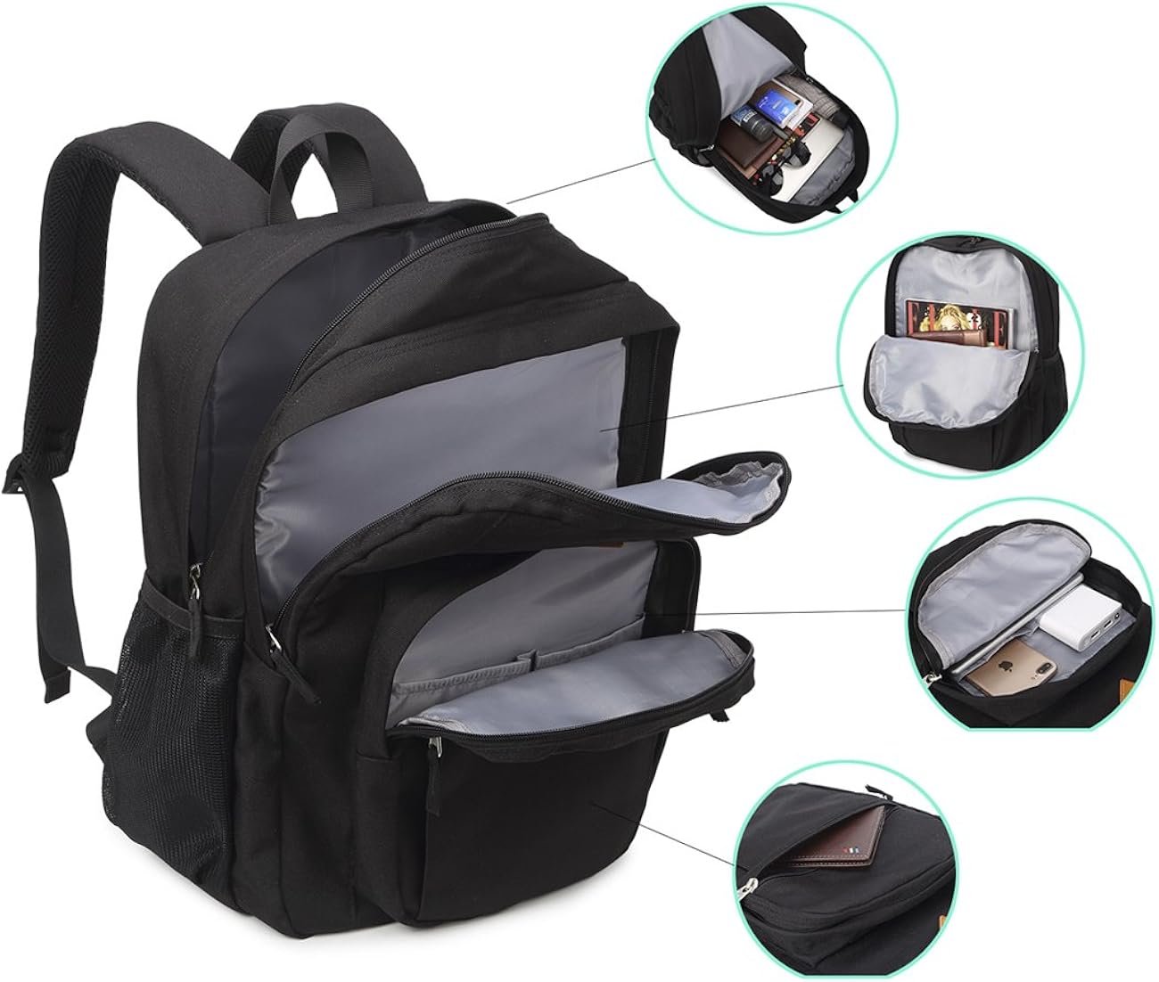  | Abshoo Classical Basic Womens Travel Backpack For College Men Water Resistant Bookbag (Black) | Backpacks