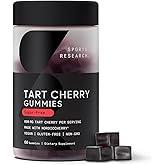 Sports Research® Tart Cherry Gummy Supplements | 600mg of NordicCherry™ | Enhanced Workout Recovery | Sugar and Sugar Alcohol Free - 60 Gummies for Adults, 1 Month Supply