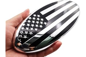 LYCARESUN Front Grille American Flag Emblem for Ford, Rear Tailgate Emblem Badge Nameplate for Ford F150 F250 F350 (9", Black and Silver)