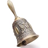 DomeStar Vintage Brass Hand Bell &ndash; Loud Call Bell for Bedside, Dinner, Wedding, Christmas &amp; Holiday Party
