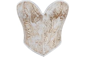 HEBEBRIDAL Victorian Renaissance Corset for Women Vintage Gothic Floral Print Overbust Bustier Tube Lace Up Party Crop Top