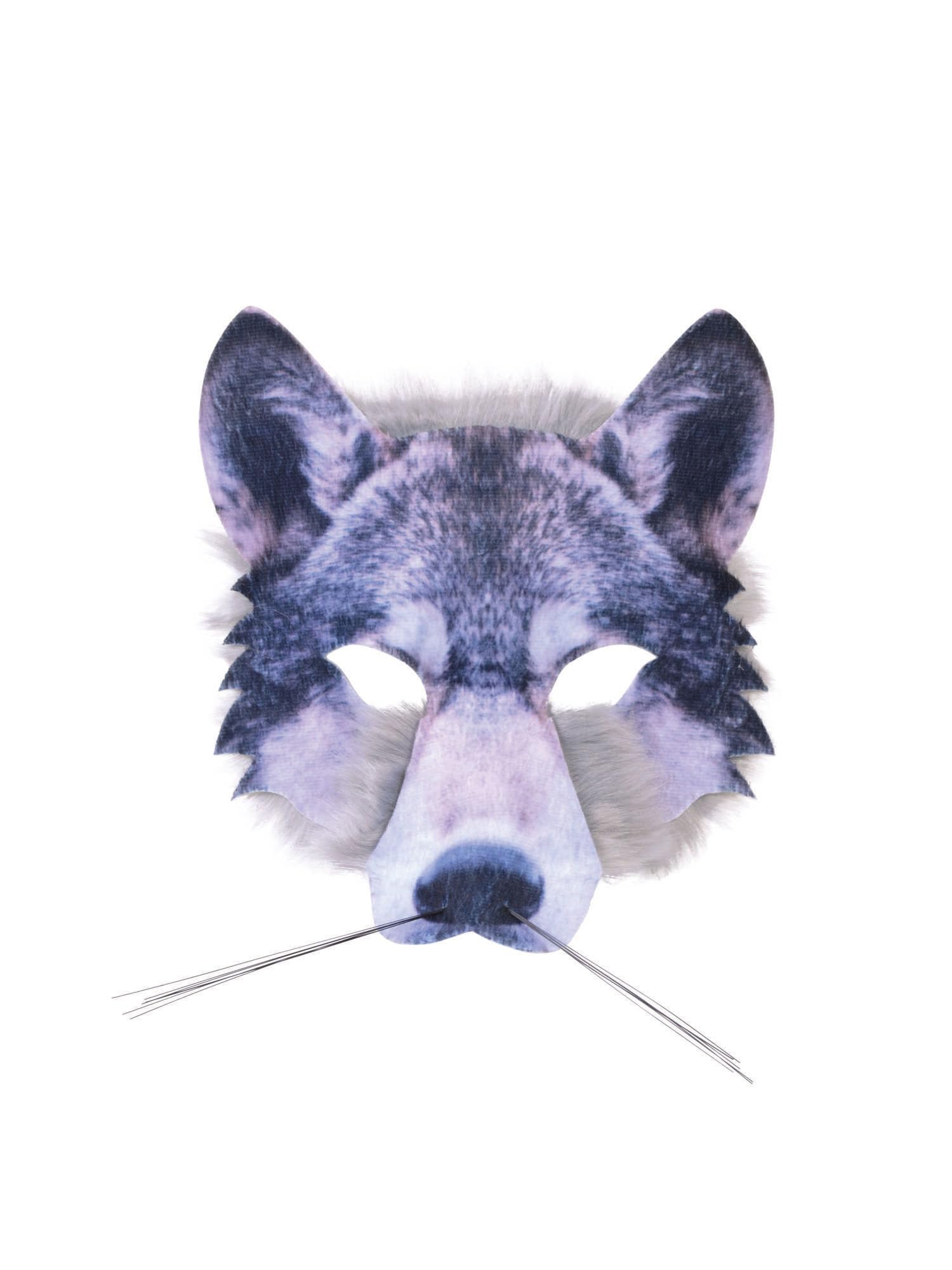 Forum Novelties X78180 Wolf Realistic Fur Face Mask, Grey, One Size World Book Day Halloween Halloween