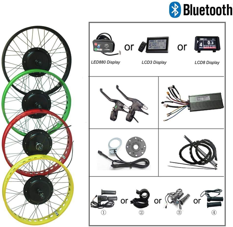 WENHU Front Rear snow wheel 20 24 26" 4.0 Tyre 48V 500W 750W 1000W 1500W Bluetooth Electric Fat Bike bicycle Conversion Kit