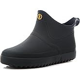 jessie Men Rain Boots Outdoor Slip On Waterproof Non-Slip Rubber Ankle Boots Rain Booties
